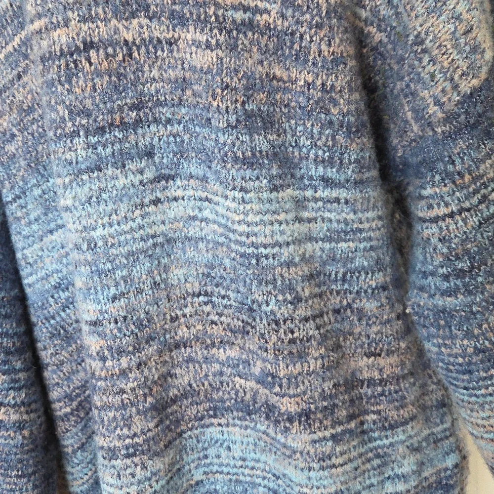 BLACK TAPE OPEN FRONT 3/4 SLEEVE SOFT CARDIGAN SWEATER BLUE GREEN CREAM NWT M